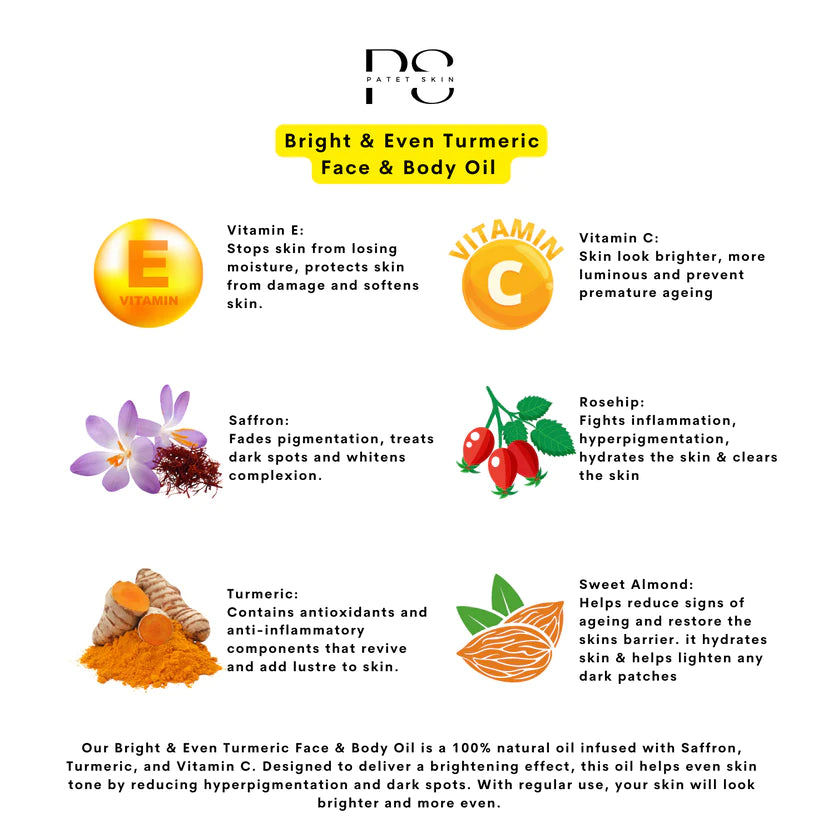 Bright & Even Turmeric Face & Body Oil - 200ml