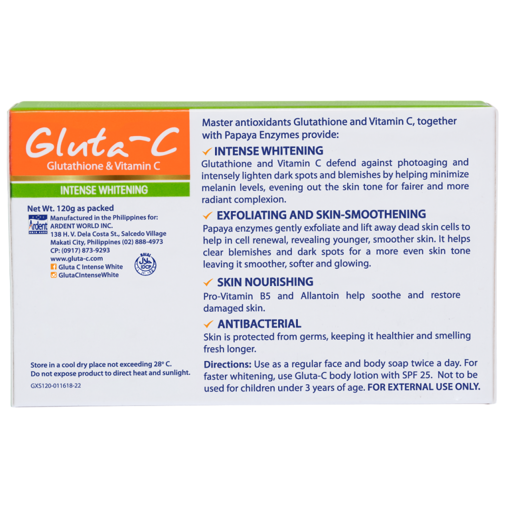 Gluta-C Skin Lightening Papaya Enzymes Face & Body Soap - 135g