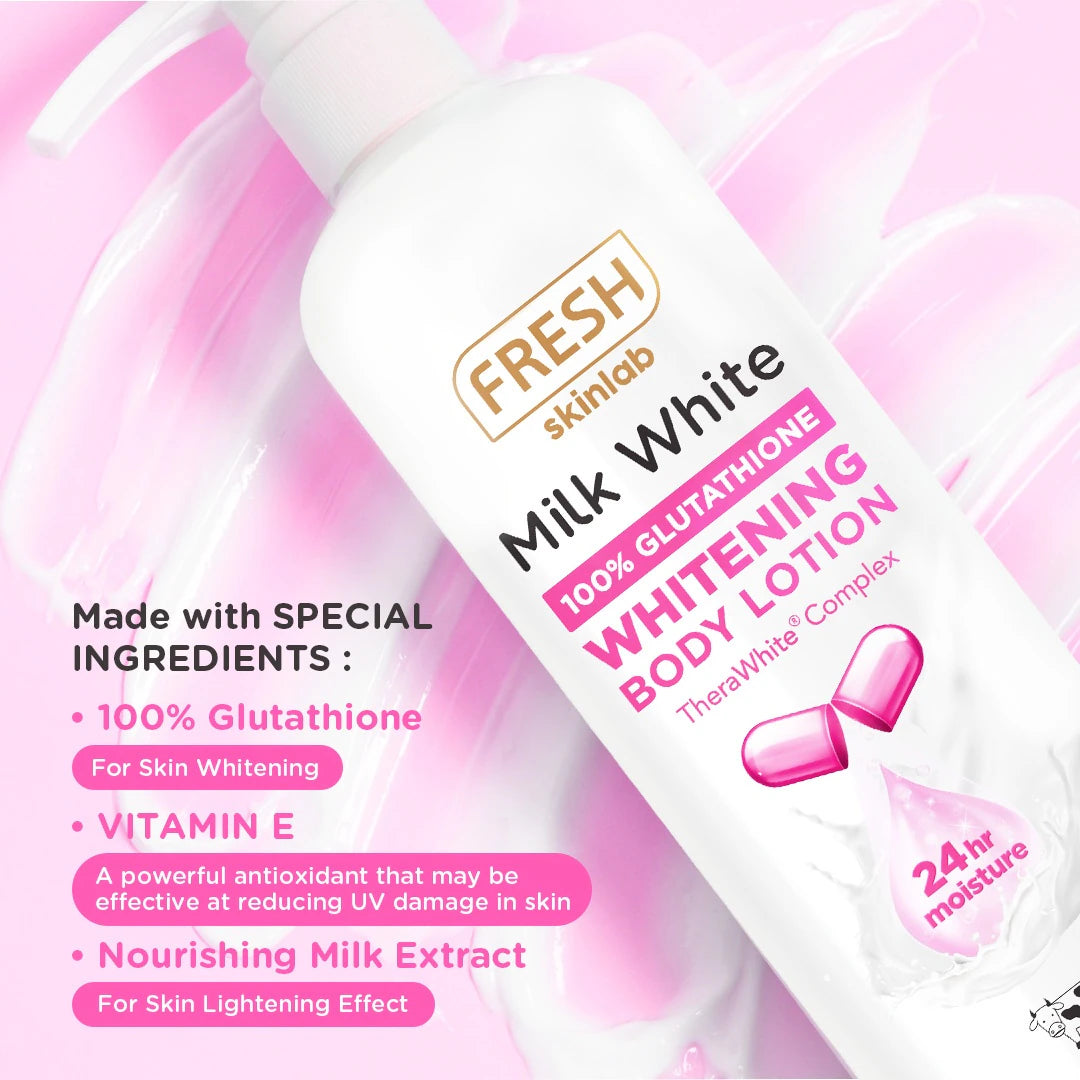 FRESH Skinlab Milk White 100% Glutathione Whitening Body Lotion - 480ml