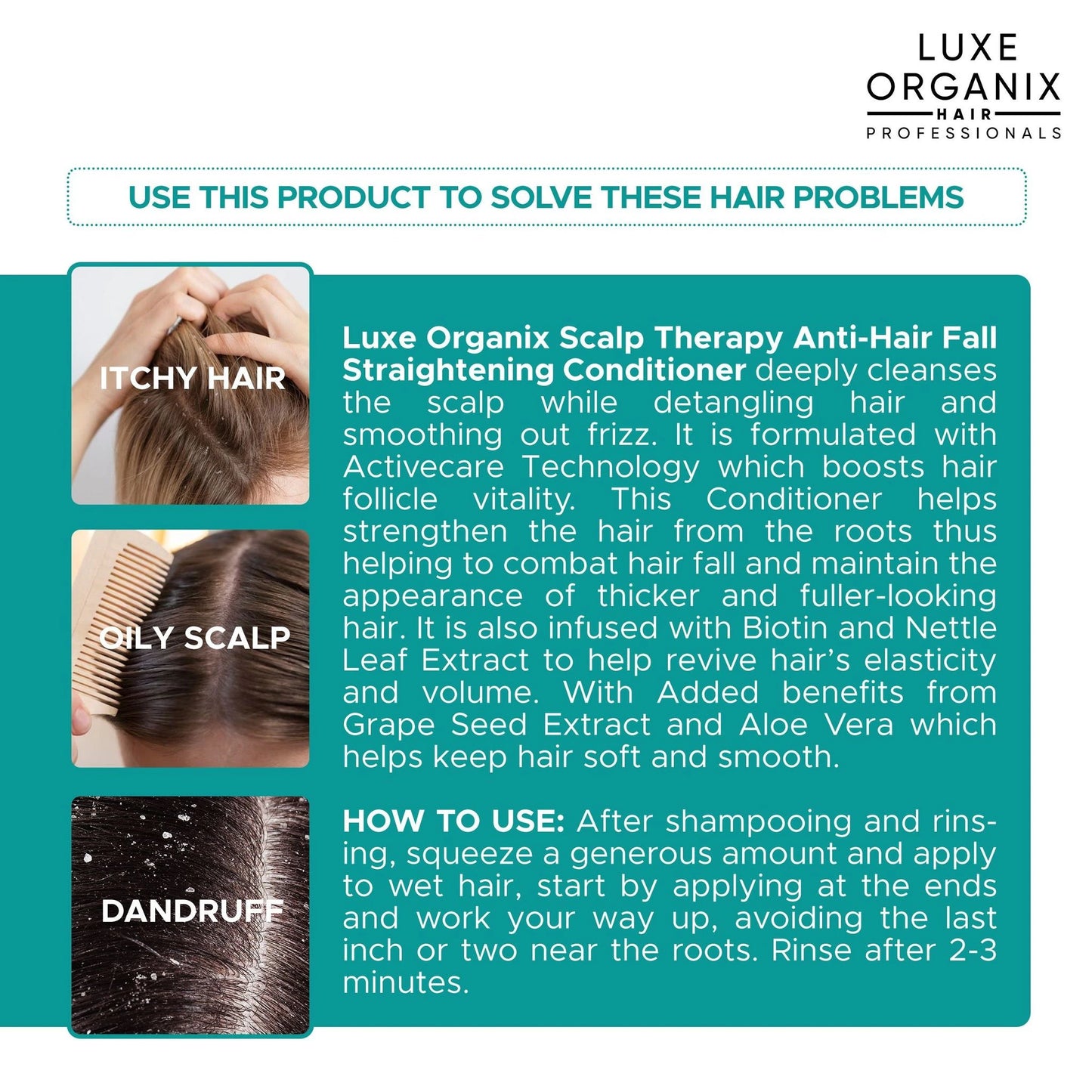 LUXE ORGANIX Scalp Therapy Anti-Hairfall Strengthening Conditioner - 250ml