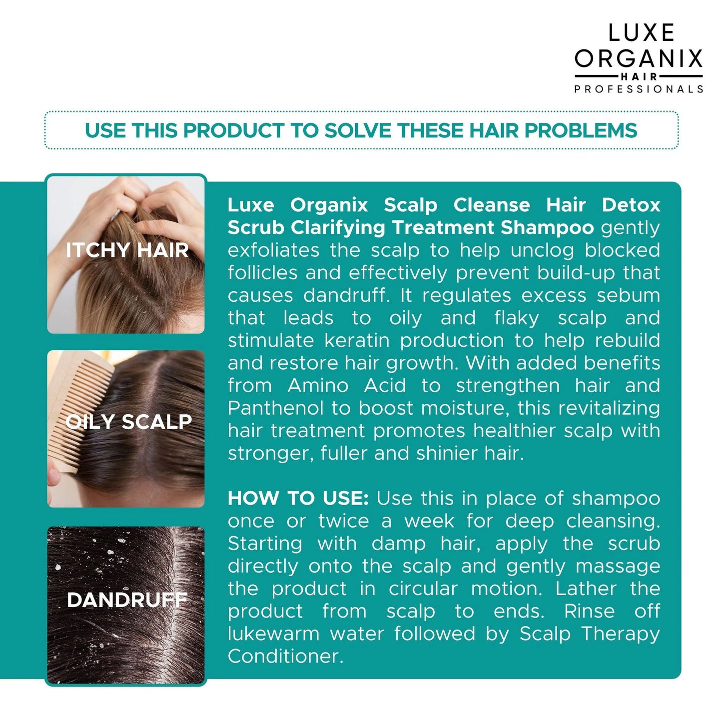 LUXE ORGANIX Scalp Cleanse Hair Detox Scrub - 220g
