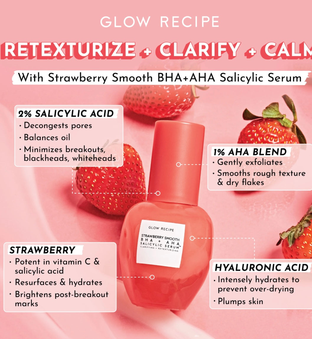 GLOW RECIPE Strawberry Smooth BHA AHA Salicylic Acid Serum - 30ml