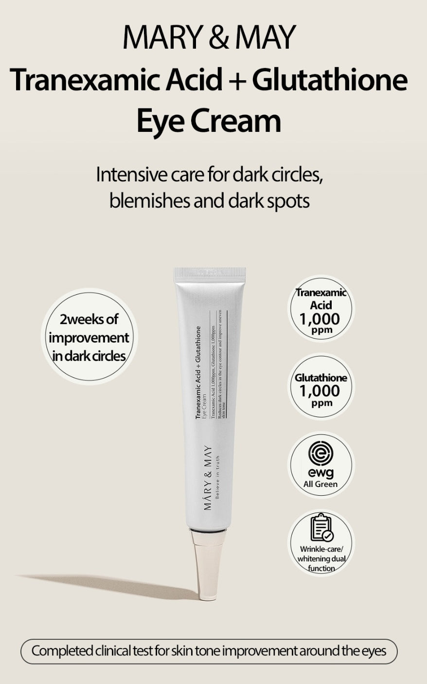 Mary & May Tranexamic Acid + Glutathione Eye Cream - 40ml
