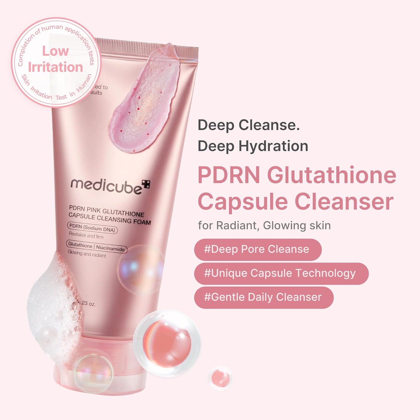 MEDICUBE PDRN Pink Glutathione Capsule Cleansing Foam - 120g
