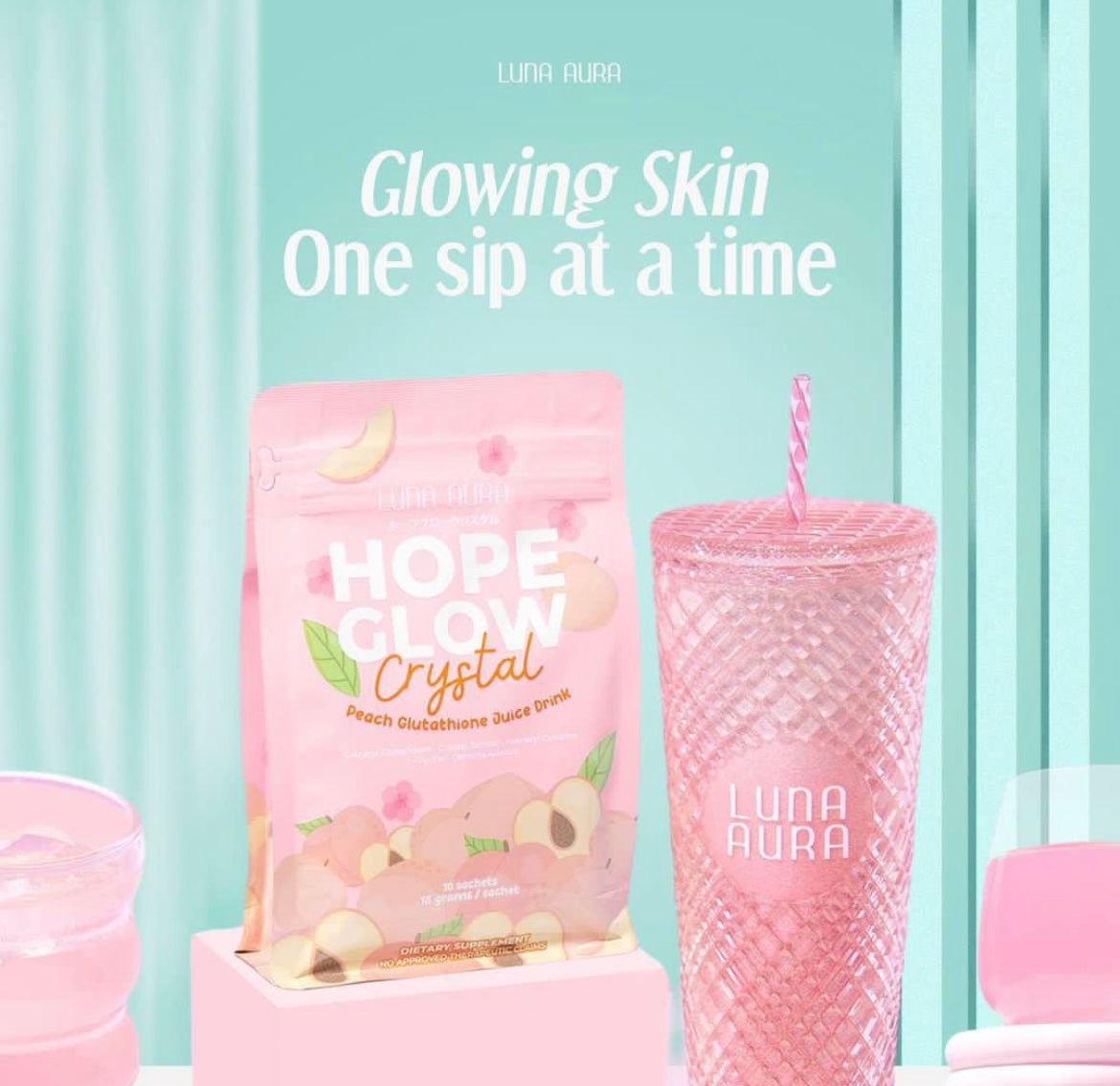 HOPE GLOW CRYSTAL PEACH GLUTATHIONE JUICE - 10 Sachets