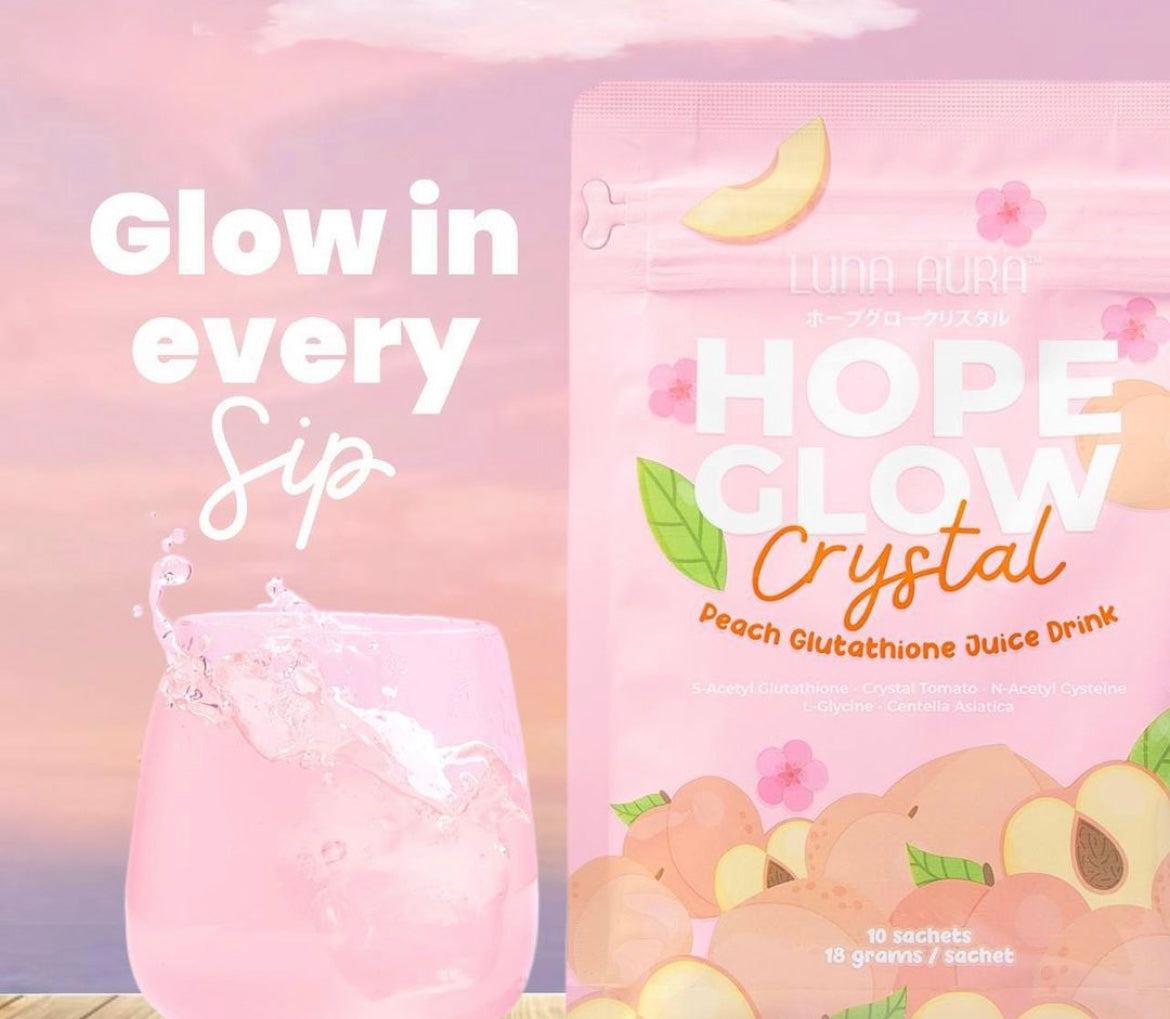 HOPE GLOW CRYSTAL PEACH GLUTATHIONE JUICE - 10 Sachets