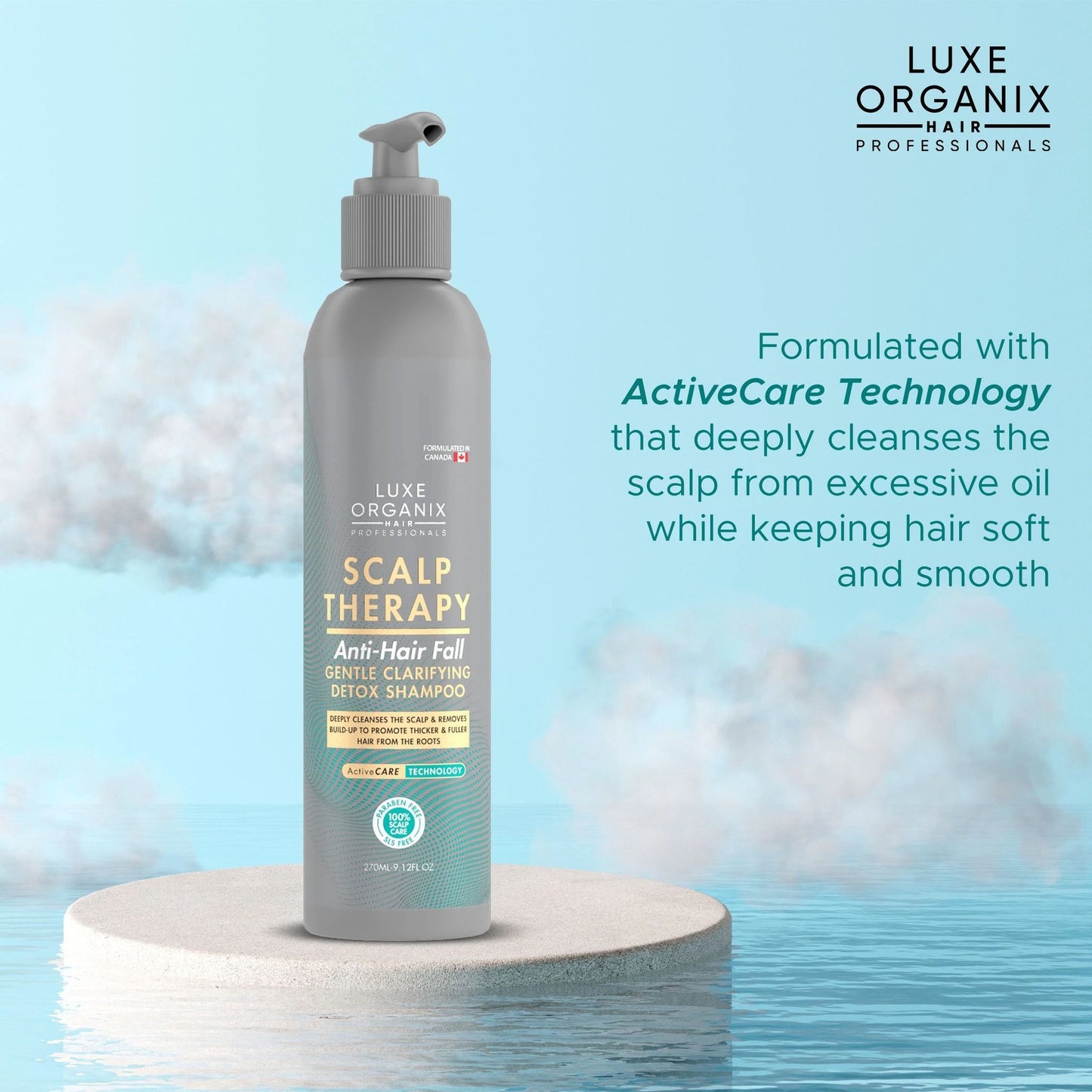 LUXE ORGANIX Scalp Therapy Anti-Hairfall Gentle Clarifying Detox Shampoo - 270ml
