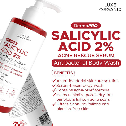LUXE ORGANIX Dermapro Salicylic Acid 2% Acne Rescue Body Wash - 500ml