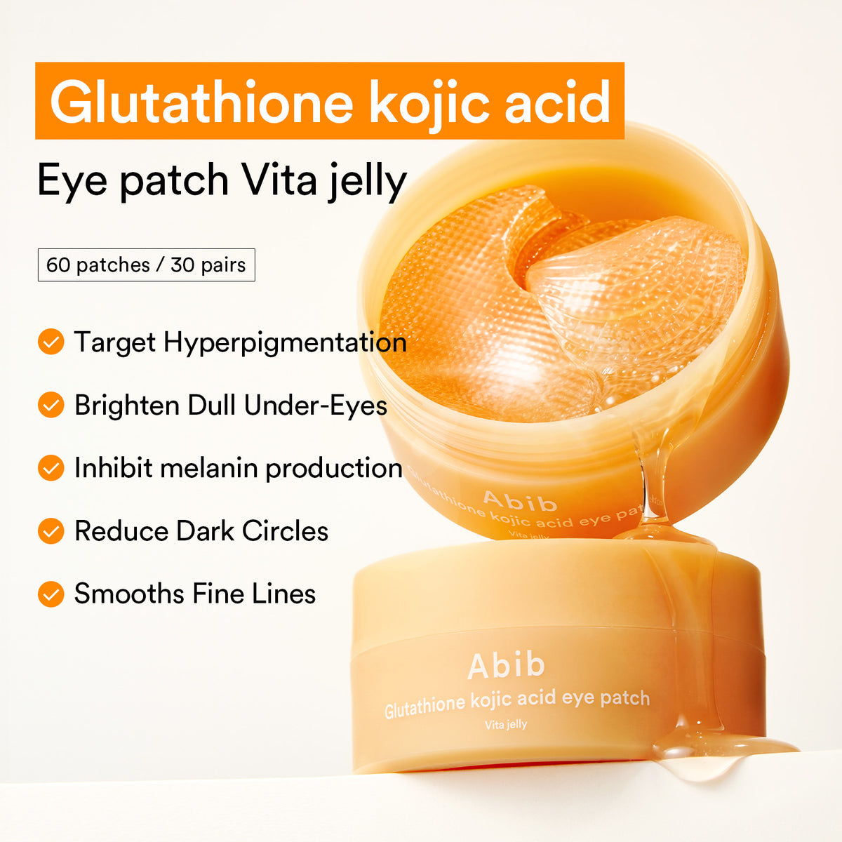 Abib Glutathione Kojic Acid Eye Patch Vita Jelly - 60pcs