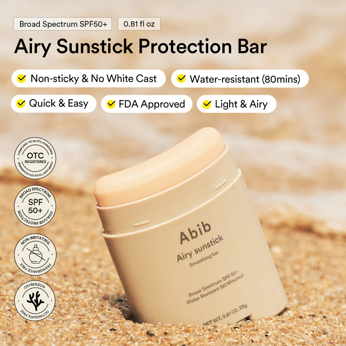 Abib Airy Sun Stick Broad Spectrum SPF 50 - 23g