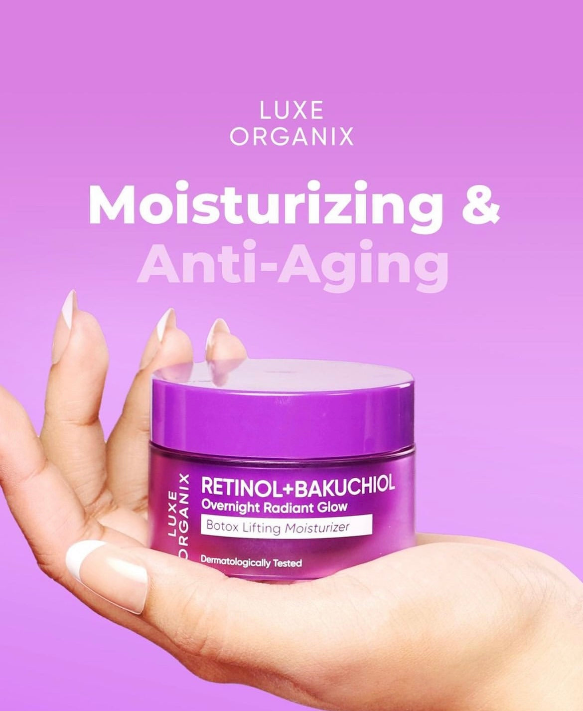 LUXE ORGANIX Retinol + Bakuchiol Overnight Radiant Glow Botox Lifting Moisturizer - 50g