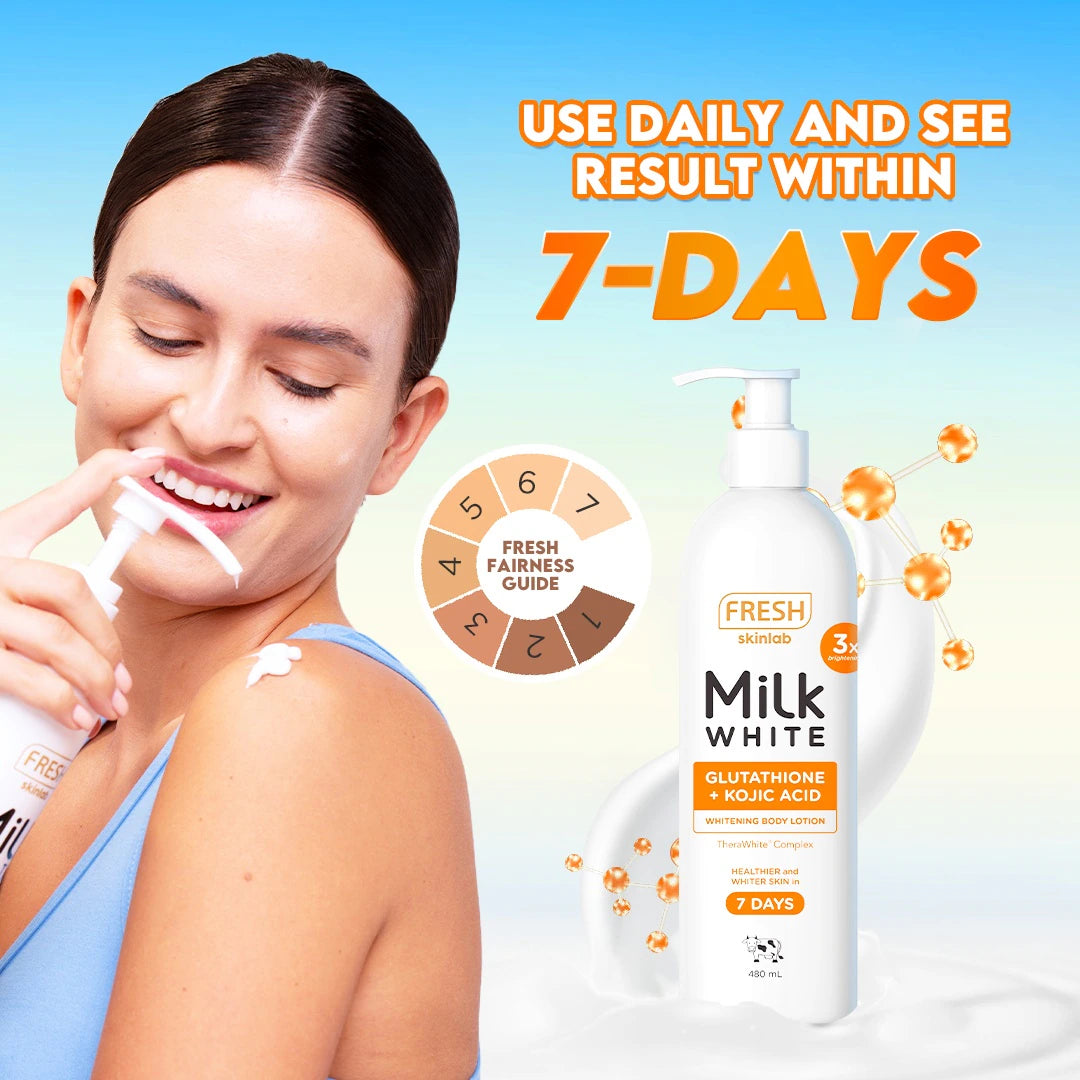 FRESH Skinlab Milk White Glutathione + Kojic Acid Whitening Body Lotion - 480ml